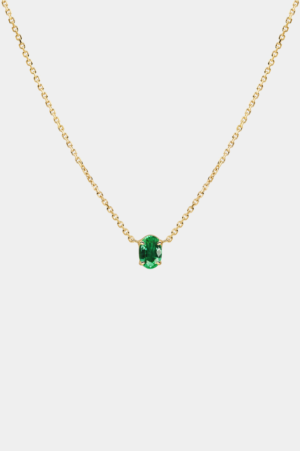 Oval Emerald Necklace | 18K Gold
