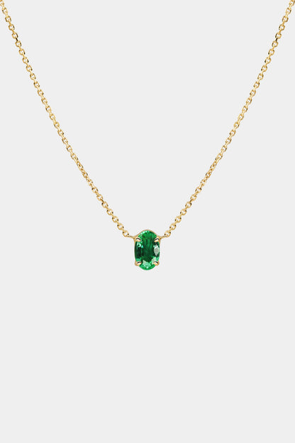 Oval Emerald Necklace | 18K Gold