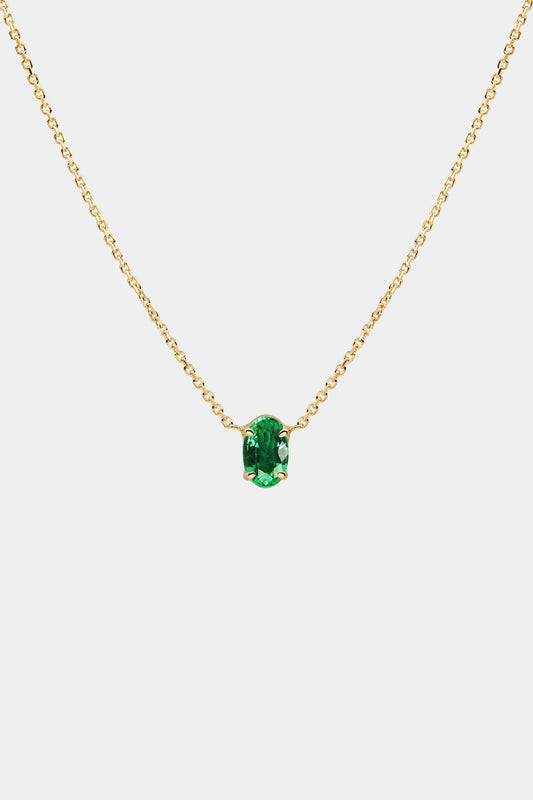 Oval Emerald Necklace | 18K Gold