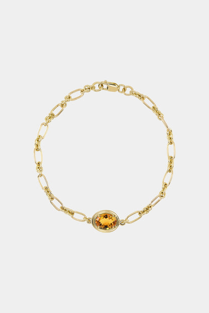 Roma Oval Gemstone Bracelet | Yellow Gold
