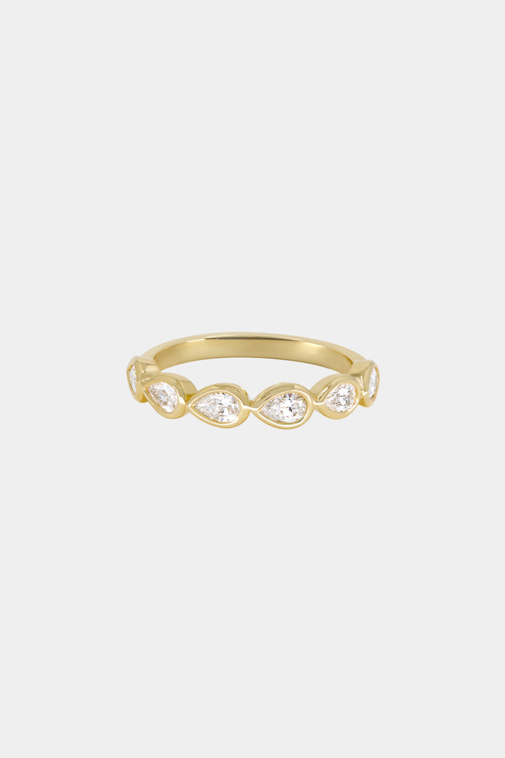 Pear Diamond Bezel Band | 18K Yellow Gold