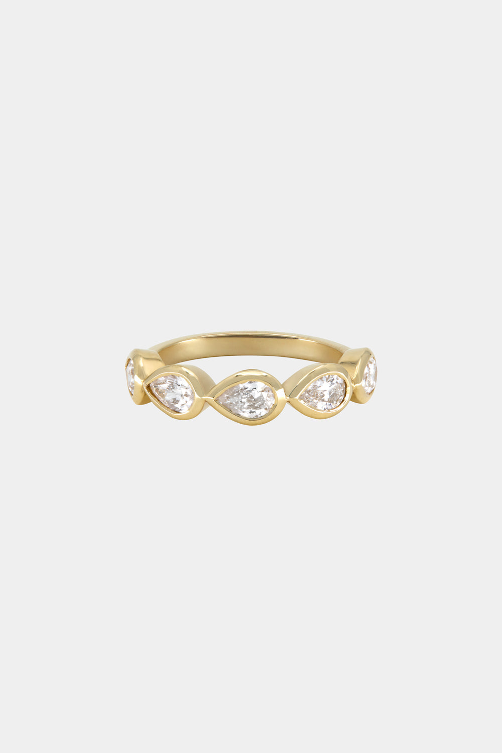 Pear Diamond Bezel Band | 18K Yellow Gold