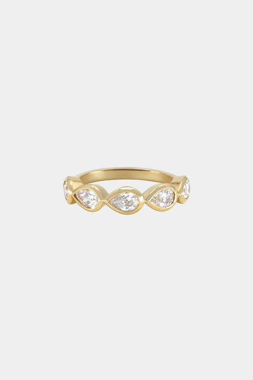 Pear Diamond Bezel Band | 18K Yellow Gold