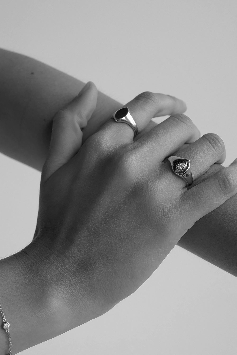 Pear Diamond Signet Ring | White Gold