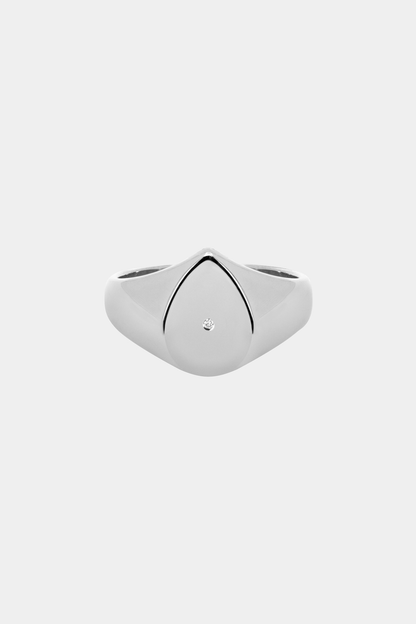 Pear Signet Ring | White Gold