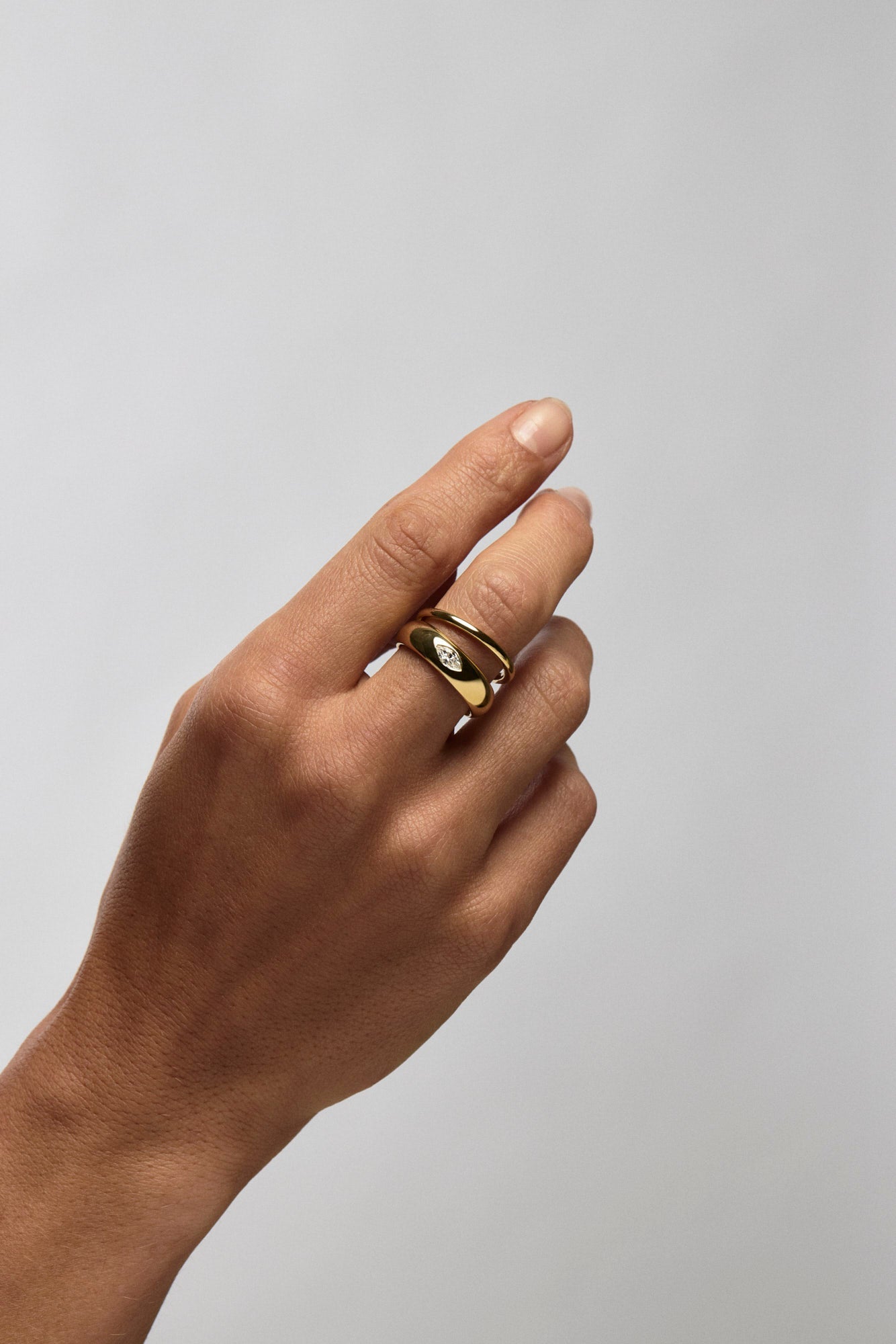 Double Band Sabine Ring | 9K Yellow Gold, Diamond Option Available