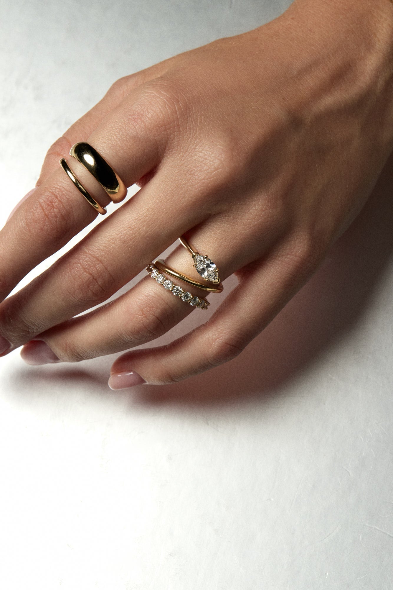 Double Band Sabine Ring | 9K Yellow Gold, Diamond Option Available
