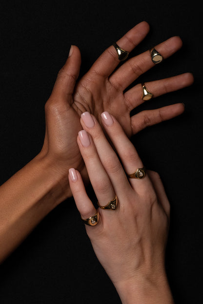 Pear Diamond Signet Ring | Yellow Gold