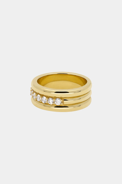 Triple Orielle Diamond Band | 18K Yellow Gold