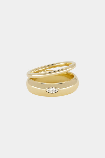 Double Band Sabine Ring | 9K Yellow Gold, Diamond Option Available