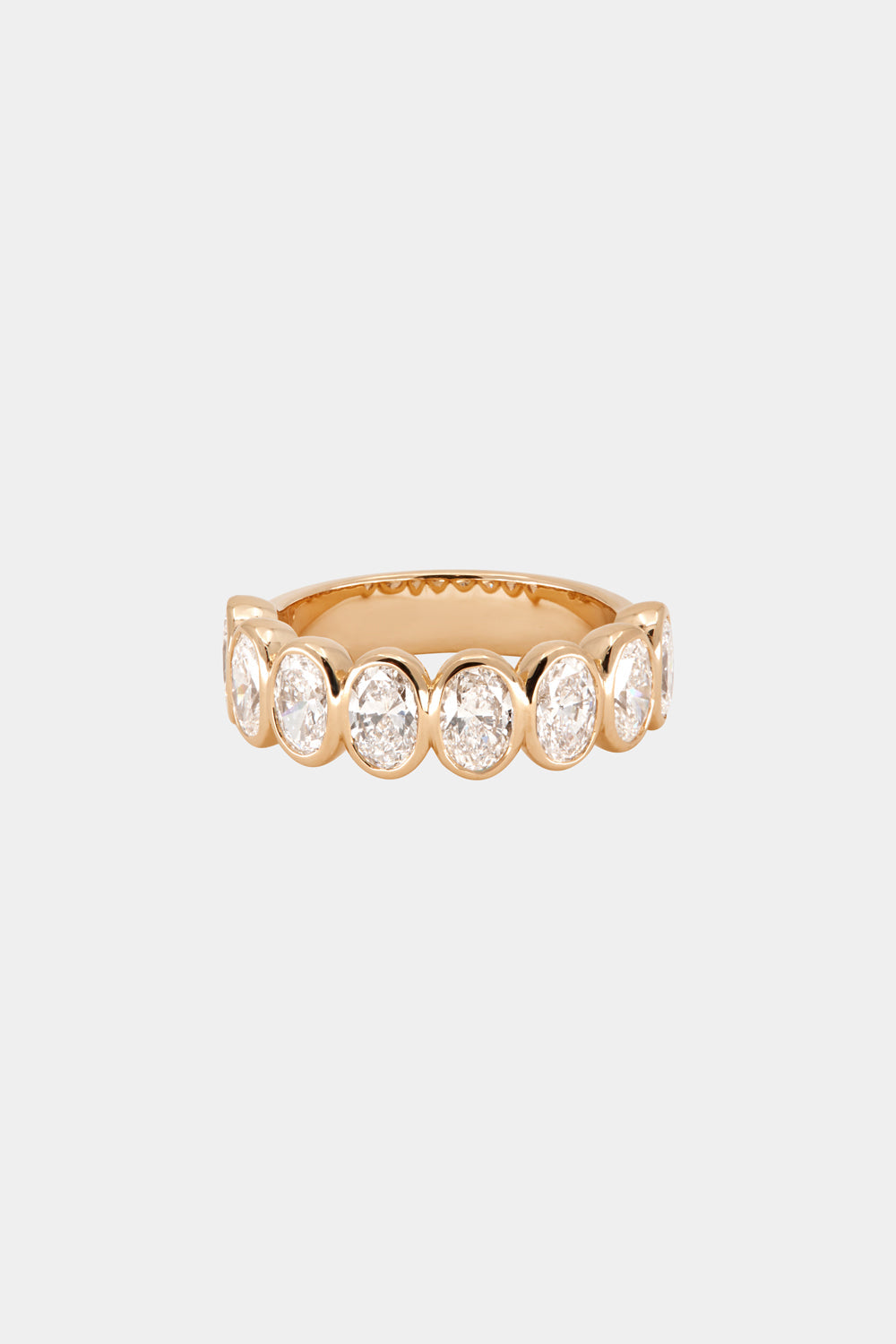 Oval Bezel Diamond Half Band | Gold