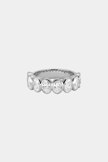 Oval Bezel Diamond Half Band | Gold