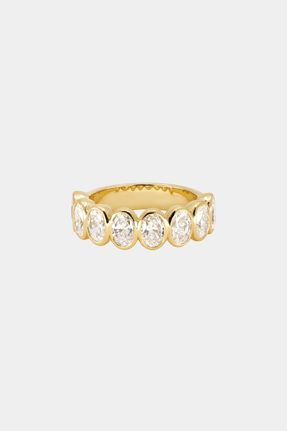 Oval Bezel Diamond Half Band | Gold