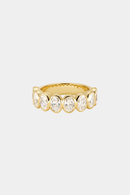 Oval Bezel Diamond Half Band | Gold