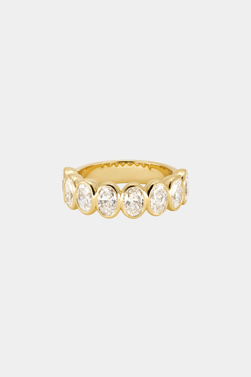 Oval Bezel Diamond Half Band | Gold