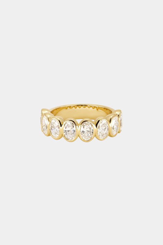 Oval Bezel Diamond Half Band | Gold