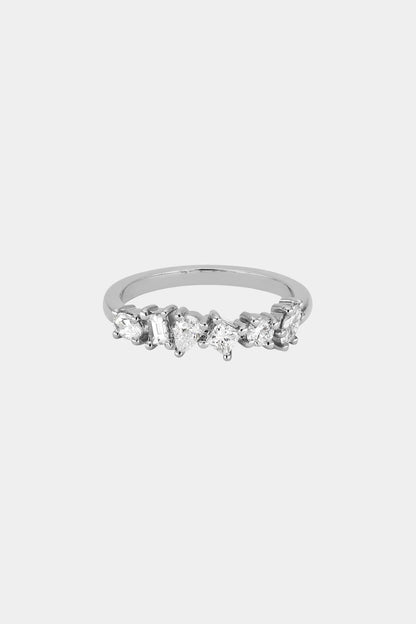 Scattered Diamond Ring | 18K White Gold
