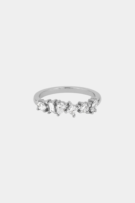 Scattered Diamond Ring | 18K White Gold