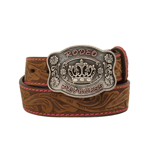 Angel Ranch Girl's Floral Tooled Lace Stitch Belt