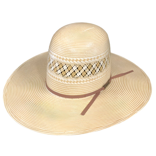 American Two Tone Vented 4 1/4" Straw Open Crown Hat