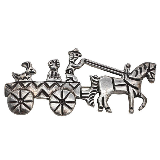 Alfred Martinez Horse & Buggy Sterling Pin