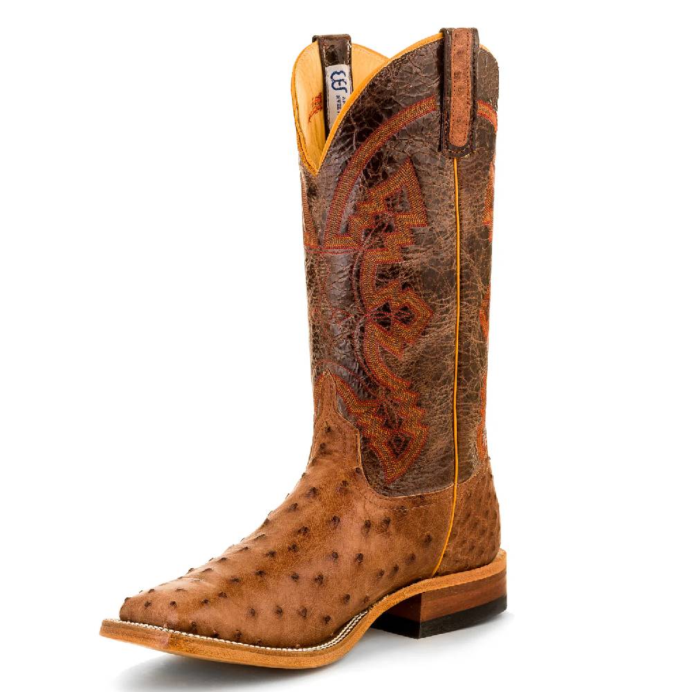 Anderson Bean Men's Rum Brown Full Quill Ostrich Boot - FINAL SALE