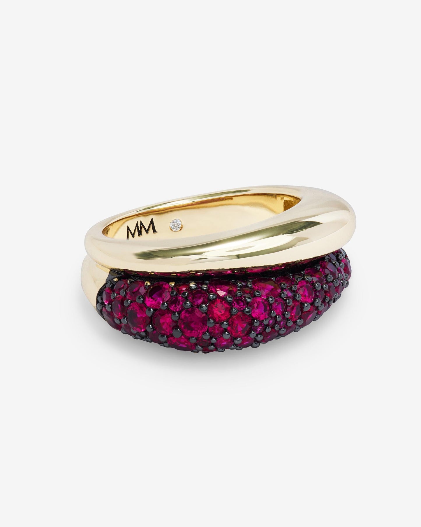 Norah Pavé Double Ring - Gold|Ruby