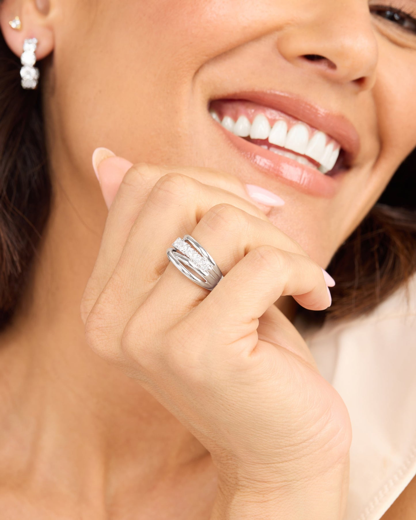 "Oh She Fancy" Stacked Diamond Ring - Silver|White Diamondettes