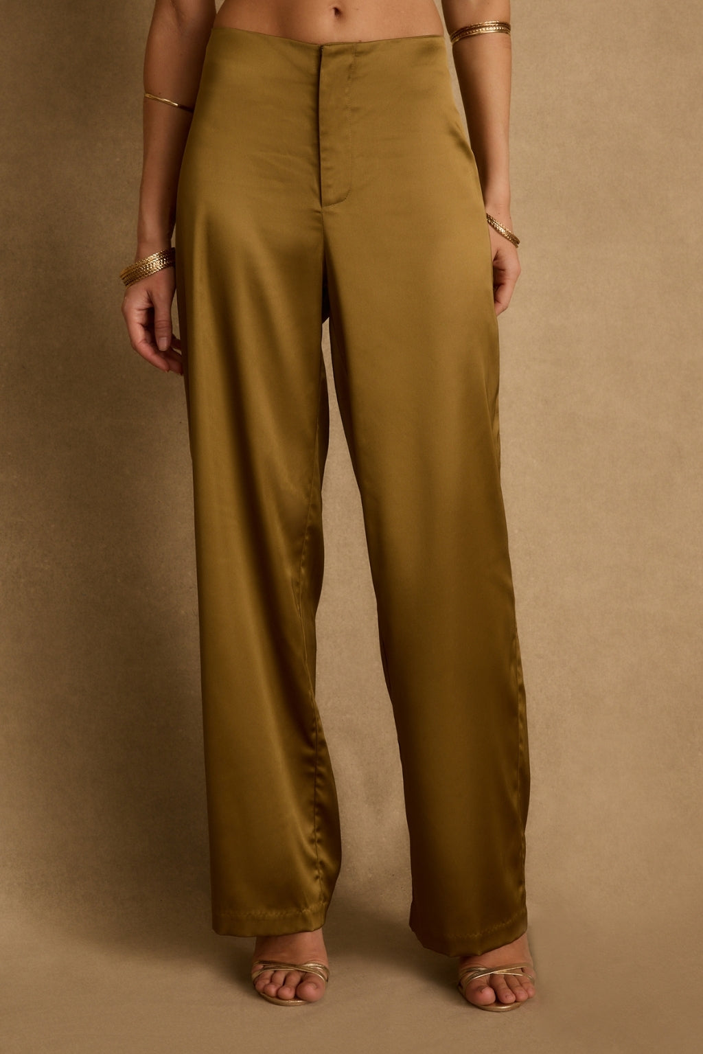 Olina Olive Satin Trousers