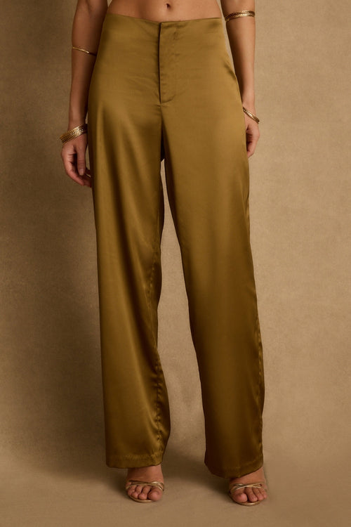 Olina Olive Satin Trousers