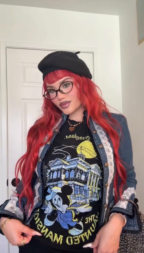 Rare Mickey Haunted Mansion Washed Black Tee