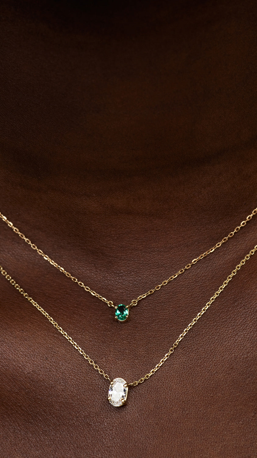 Oval Emerald Necklace | 18K Gold