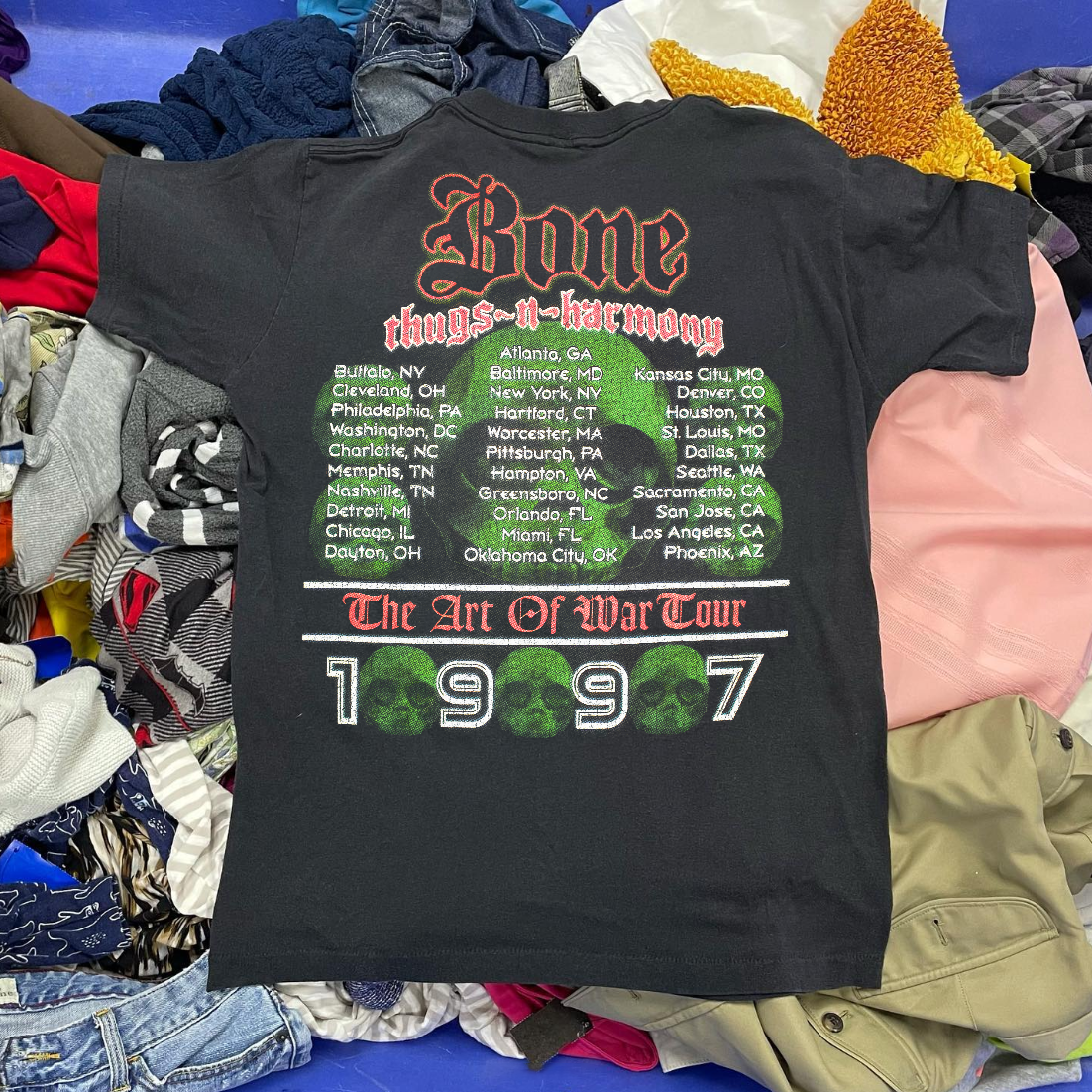 Bone Thugs N Harmony Art OF War 1997 Tour - Vintage Washed Black Tshirt