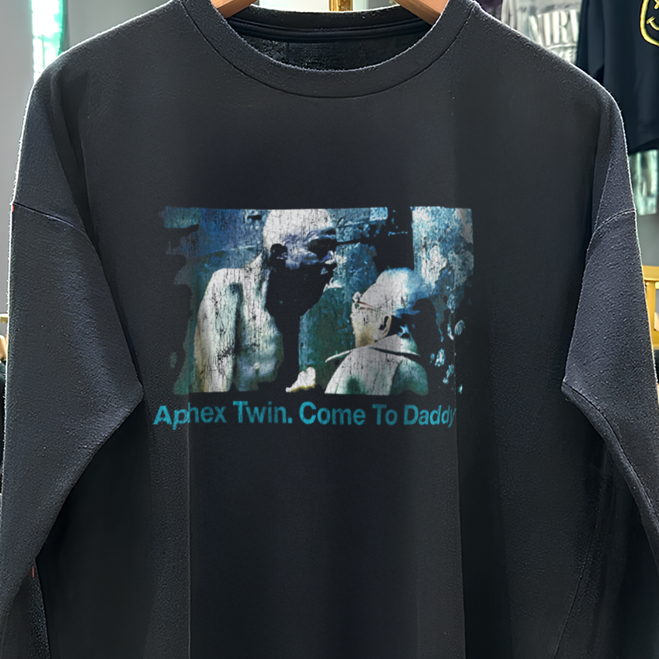 Aphex Twin. Come To Daddy Longsleeve Vintage Washed Black T-Shirt