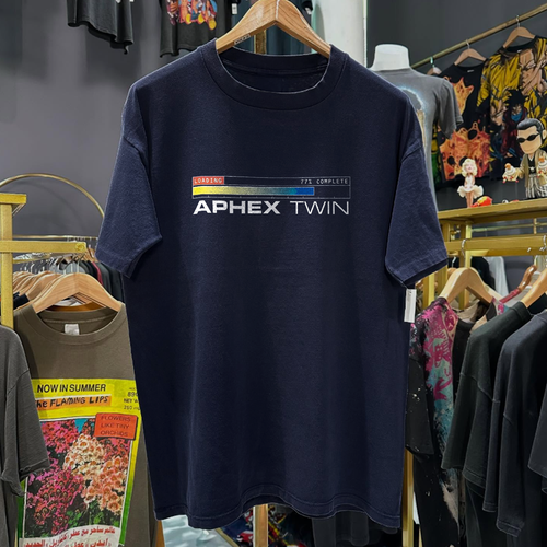 90S Aphex Twin 'Playstation Staff' Rare Washed Navy T-Shirt