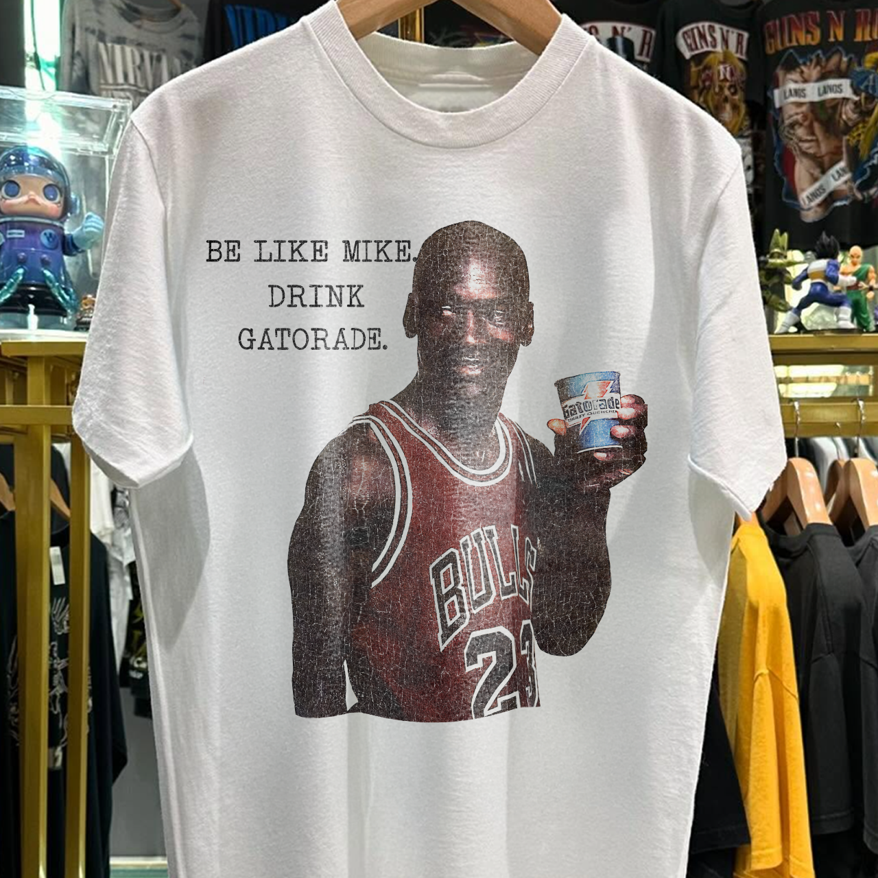90s Be Like Mike Drink Gatorade Rare Washed White T-Shirt