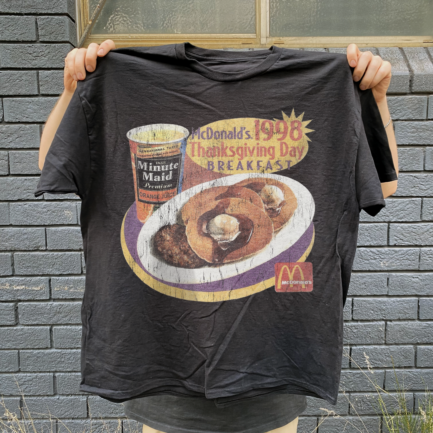 98 Thanksgiving Breakfast Vintage Washed Black T-Shirt