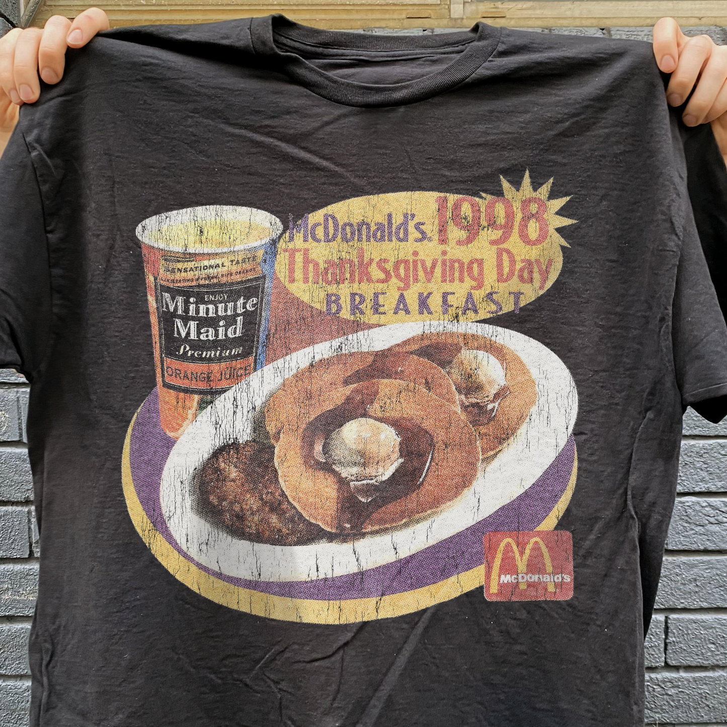 98 Thanksgiving Breakfast Vintage Washed Black T-Shirt