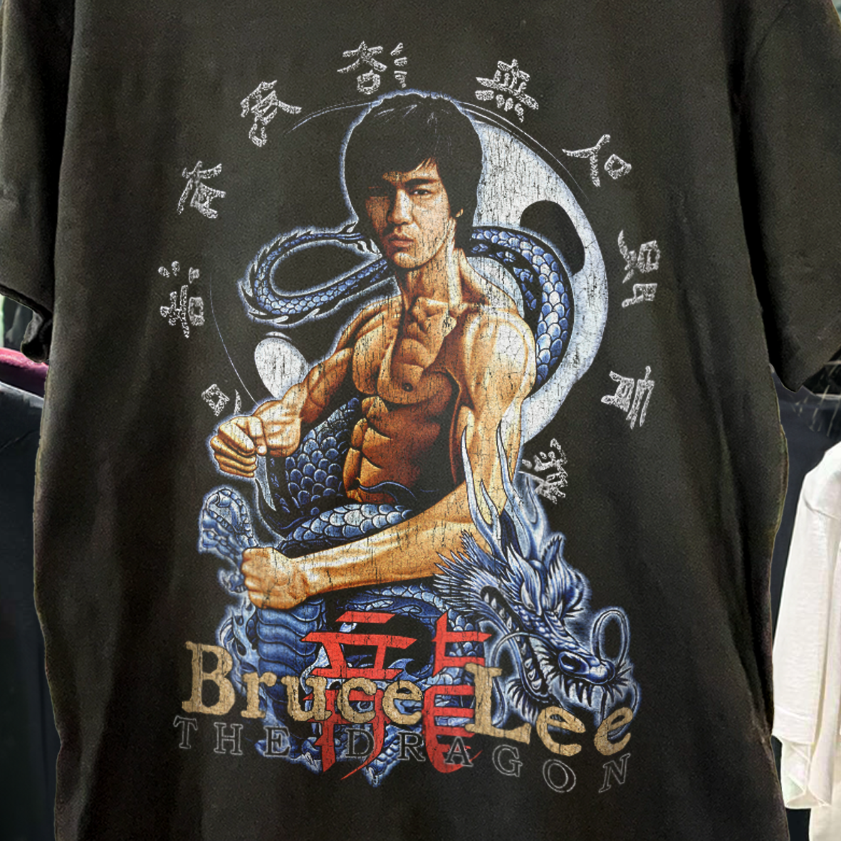 Bruce Lee The Dragon Vintage Washed Black T-Shirt