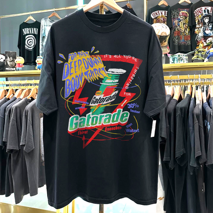 90s Thirst Quencher Gatorade Rare Washed Black T-Shirt