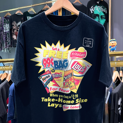 90s Snack Now, Snack Later Lays Promo Rare Blue T-Shirt