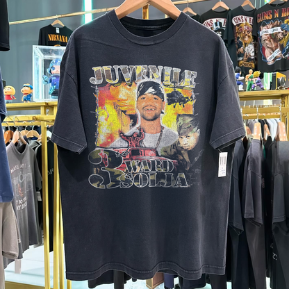 90's Juvenile '3rd Ward Solja' 400 Degrees Vintage Washed Black Rap Tee