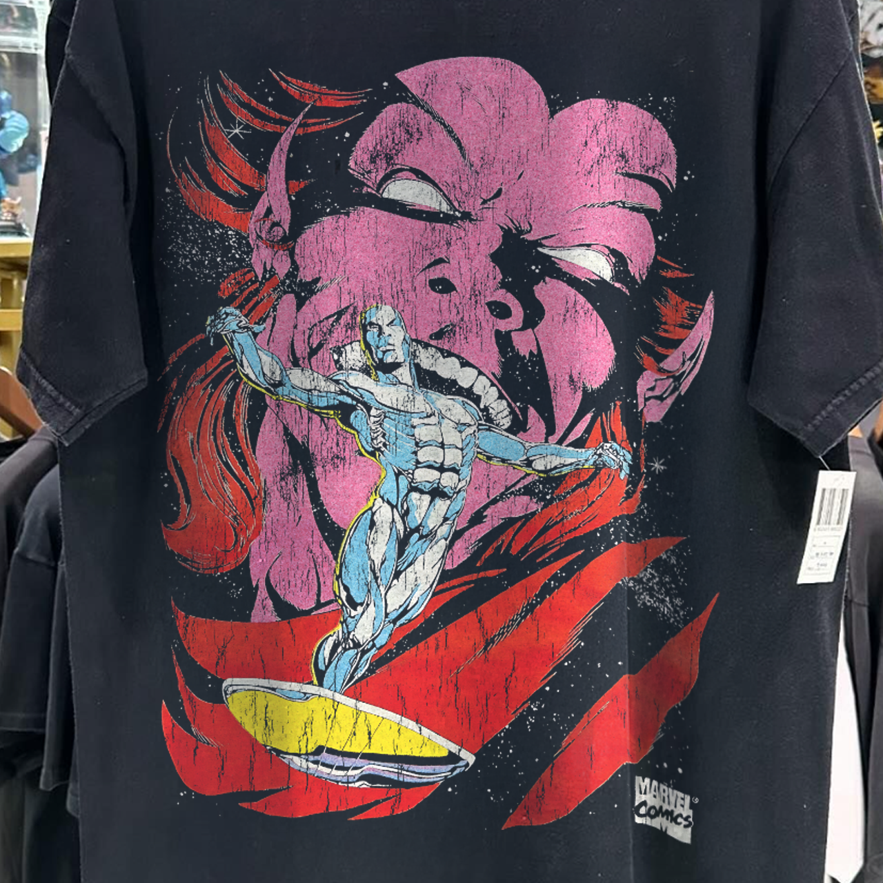 1995 Silver Surfer Rare Washed Black T-Shirt