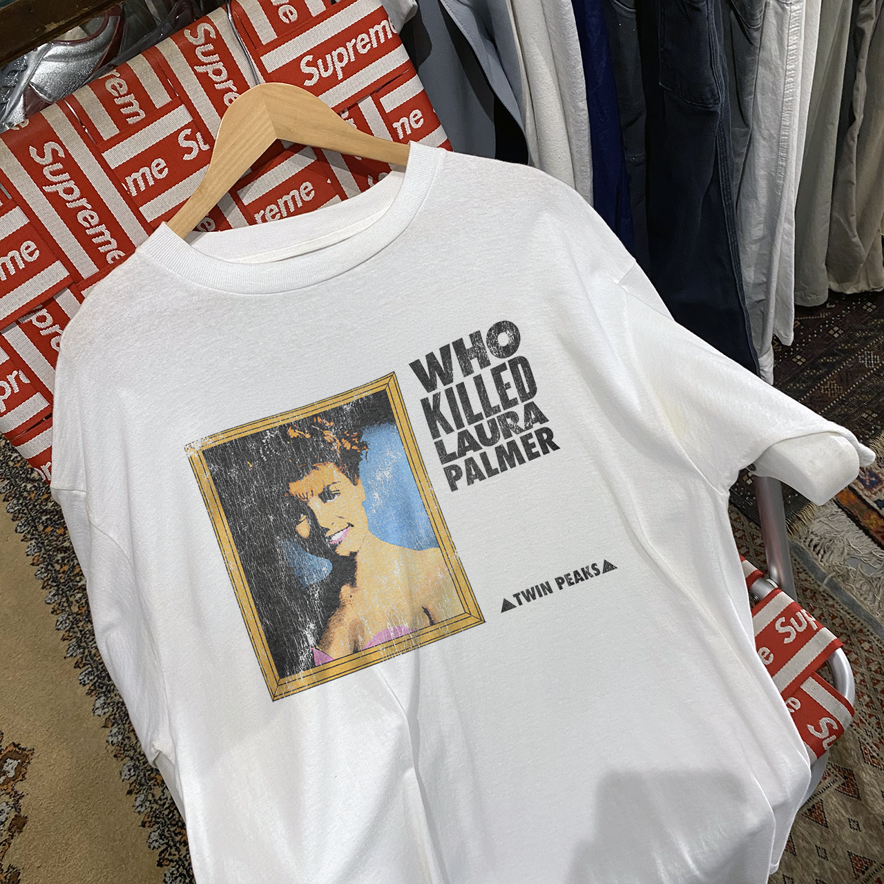 Who Killed Laura Palmer Twin Peaks Vintage Washed White T-Shirt