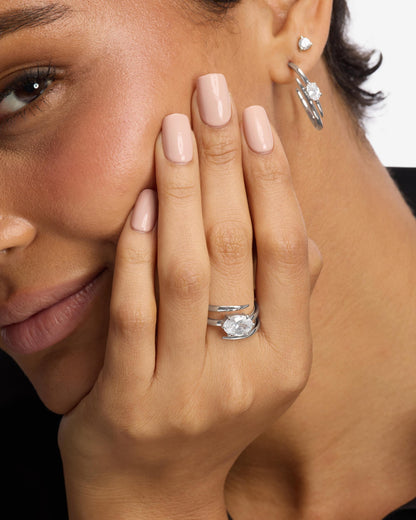 She's on Point Lasso Ring - Silver|White Diamondettes
