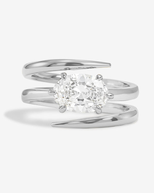 She's on Point Lasso Ring - Silver|White Diamondettes