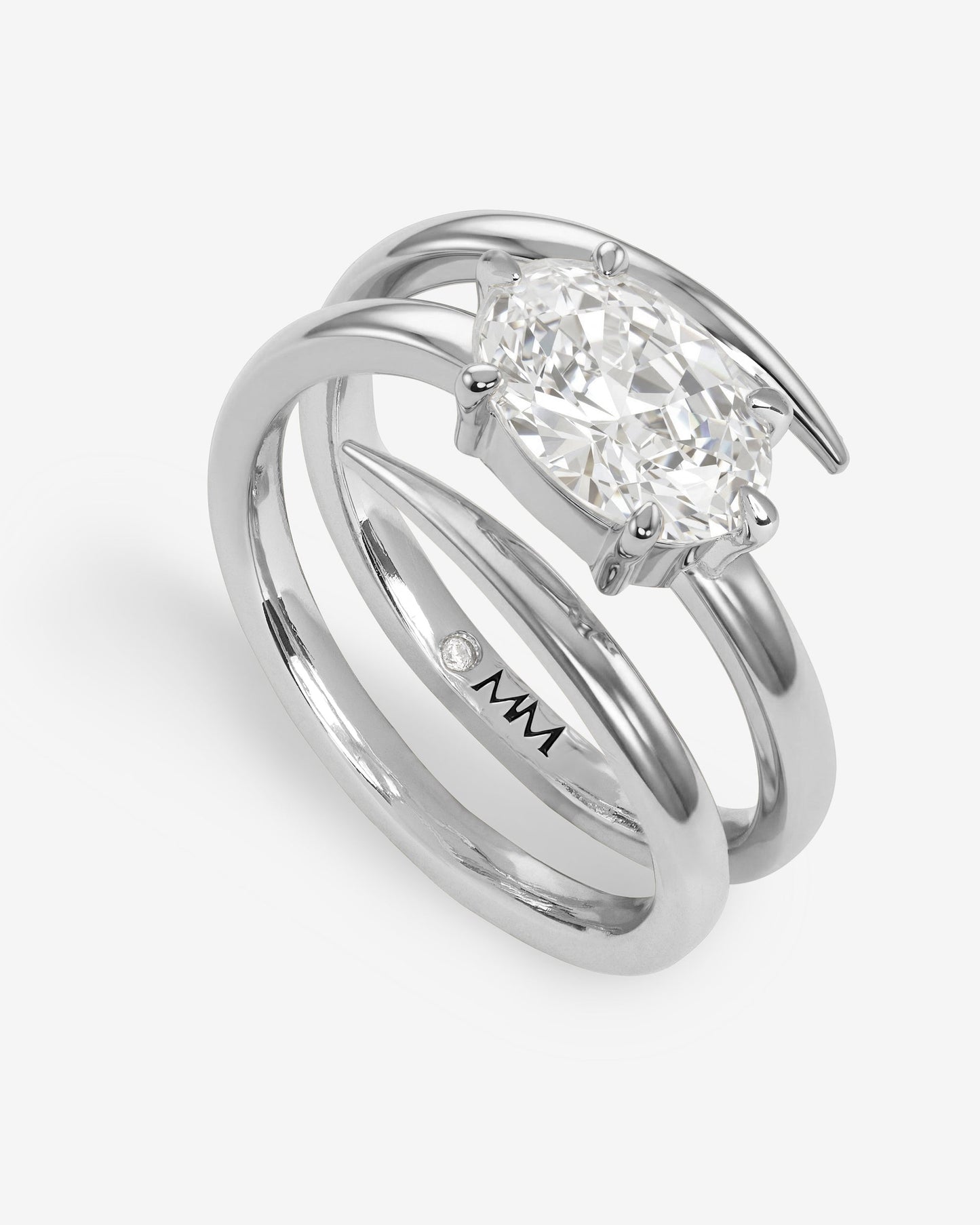 She's on Point Lasso Ring - Silver|White Diamondettes