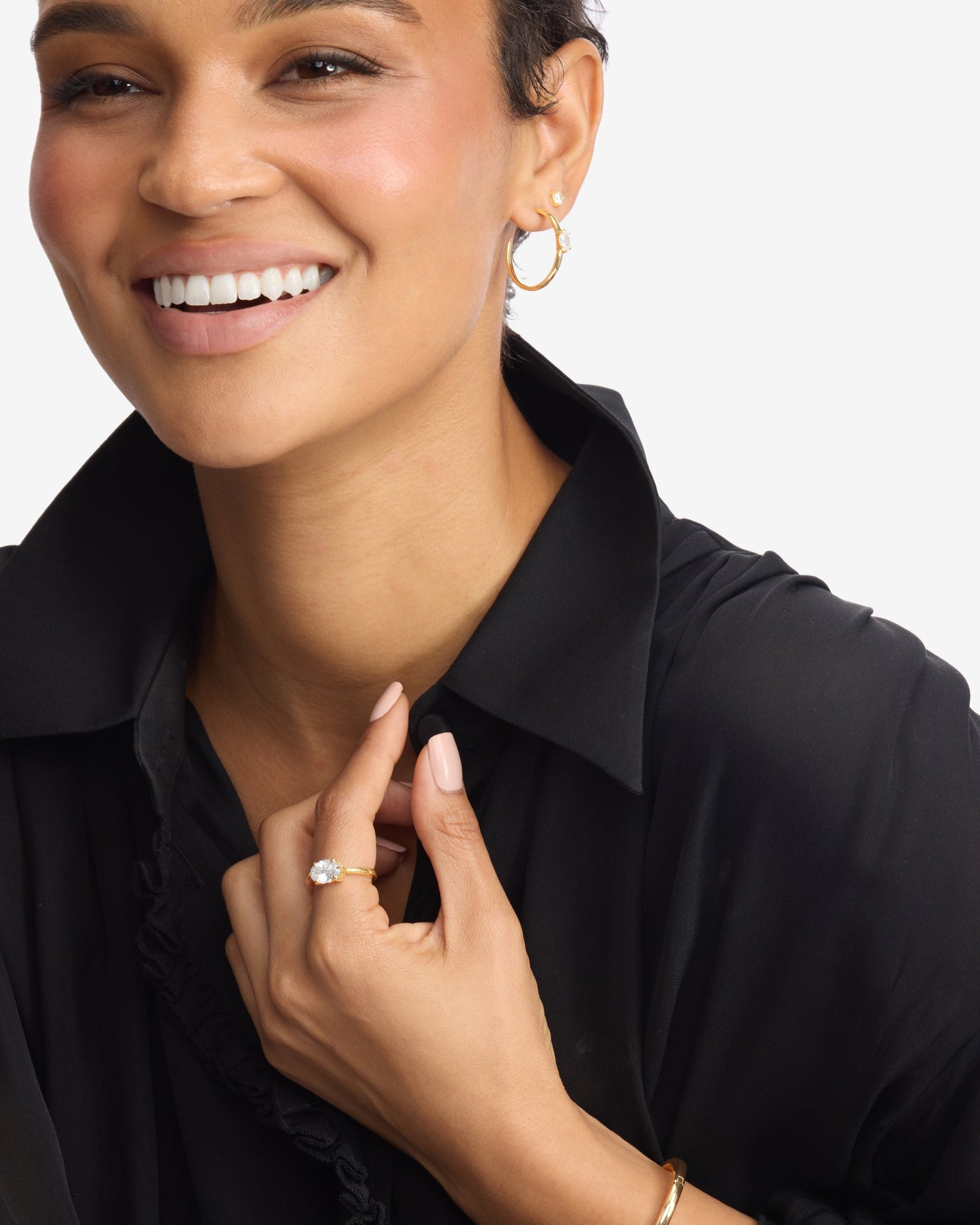 She's on Point Ring - Gold|White Diamondettes