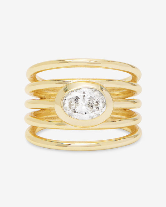 She's a Boss Stacked Ring - Gold|White Diamondettes
