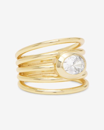 She's a Boss Stacked Ring - Gold|White Diamondettes